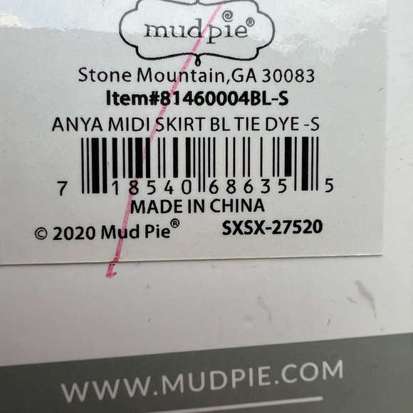 Mudpie Anya Blue and Pink Tie Dye Midi Skirt Sz Small NWT - Picture 11 of 13